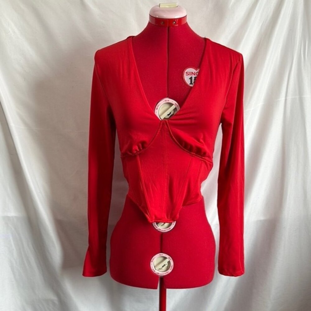 Forever 21 Red Cut Out Ruched Blouse